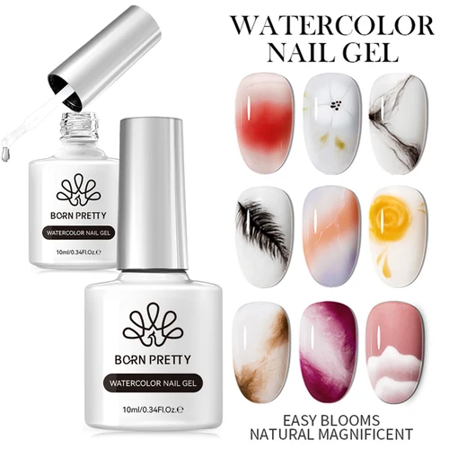 BORN PRETTY 10ml Clear Blooms Gel Polish UV LED Soak Off Nail Art Polish para un efecto de extensión Esmalte de uñas de mármol Pintura en gel