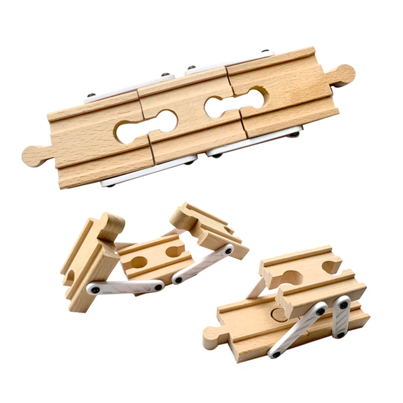 P93 Double Sided Track Multi-function Straight Rail Adapter Converter Wood Track Accessories Compatible Wooden Train Track