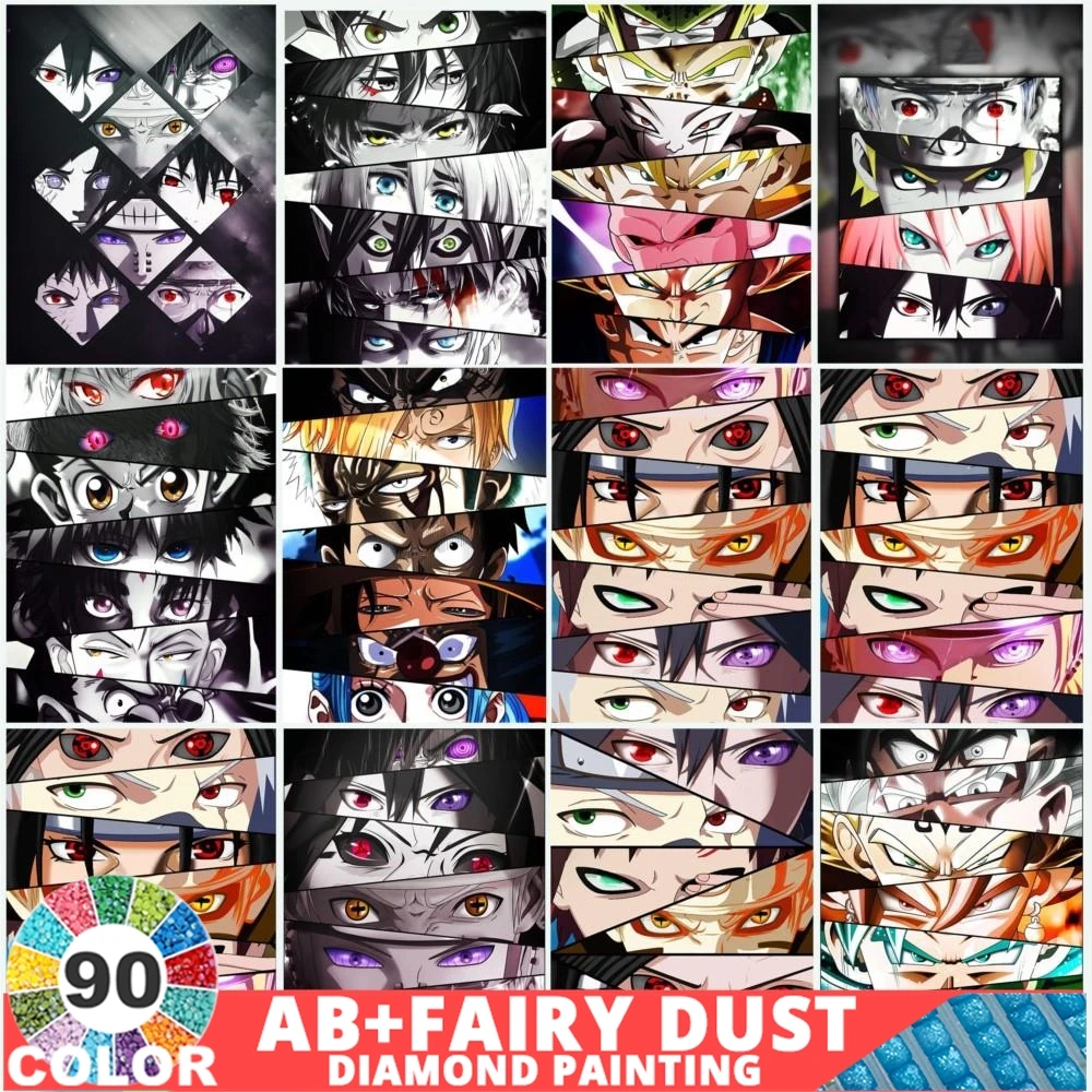 90 Colour Japanese Animation AB Fairy Dust Diamond Painting Ninjutsu Eye Reincarnation Mosaic 5D DIY Craft New Arrival Set Decor