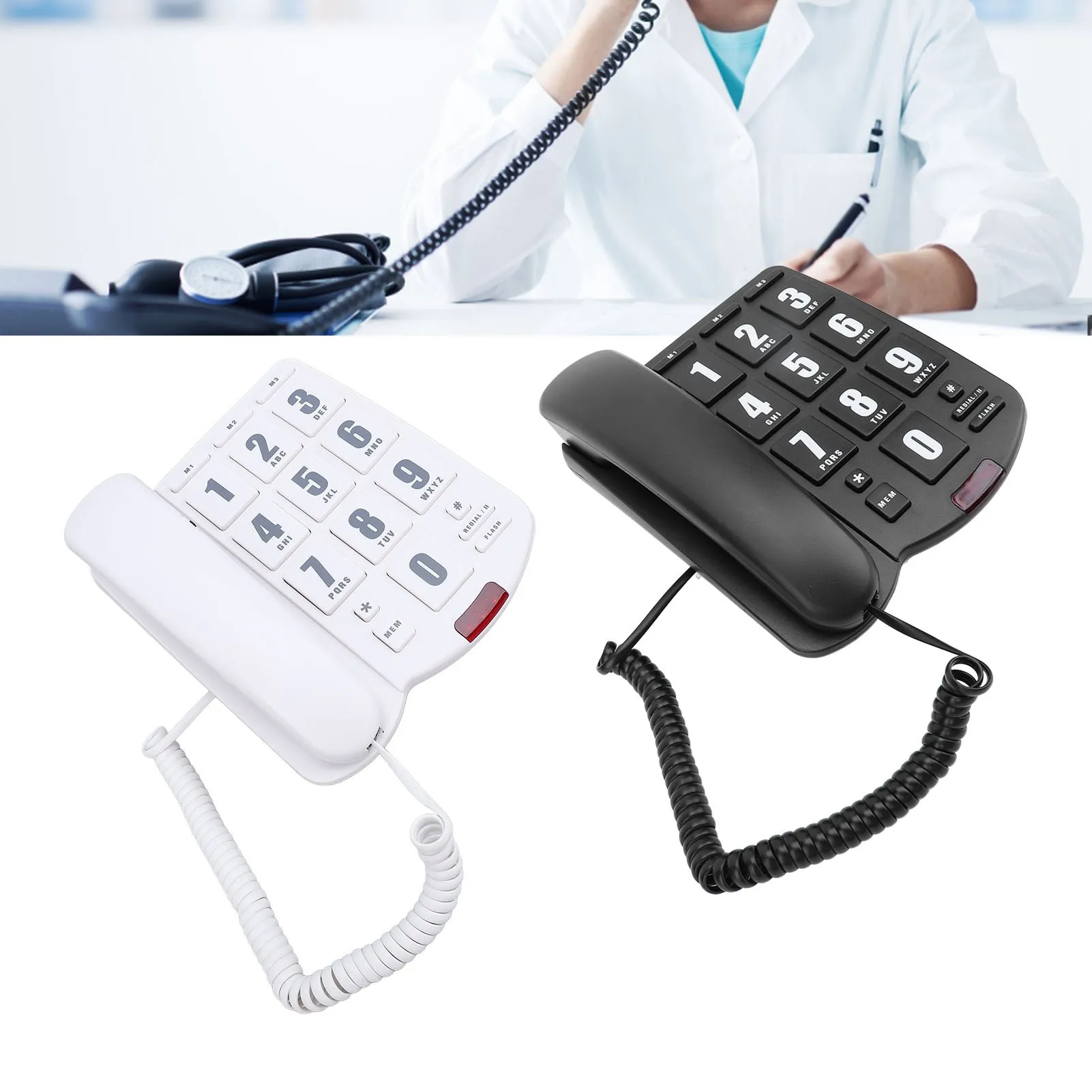 Corded Home Phone Big Button Speakerphone Quick Dial Volume Adjustable Wall Mountable Telephone for Seniors Corded Home Phone