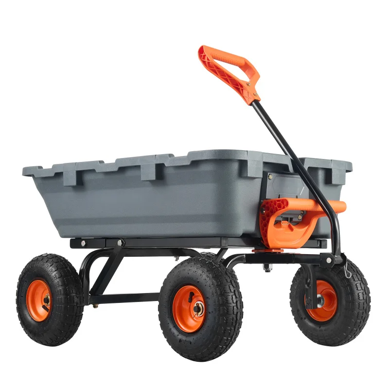 Heavy Duty Tilting Truck Reverse Load-Bearing 800 Pound Steel Frame 2-in-1 Convertible Handle 10 In Tire Handcart Without Power