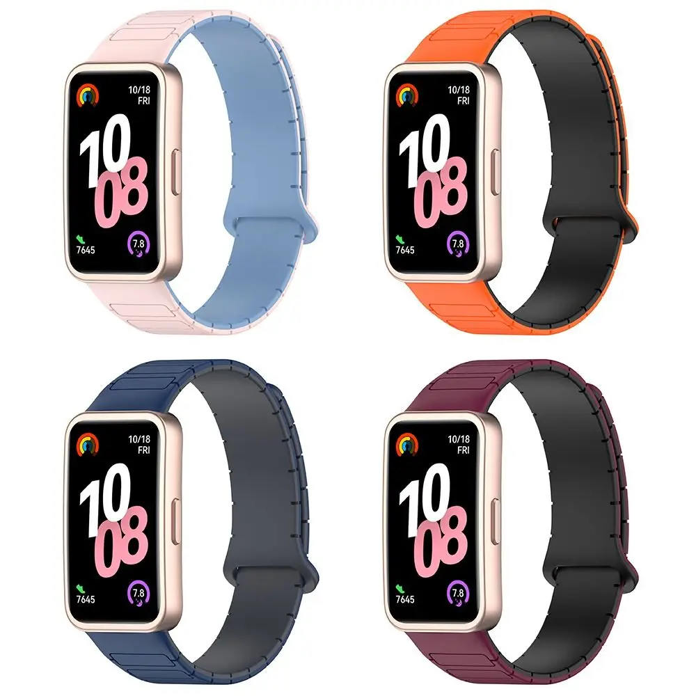 جديد المغناطيسي سيليكون حزام استبدال مزدوج اللون حزام الساعات الذكية اكسسوارات معصمه لفرقة 10/9/8