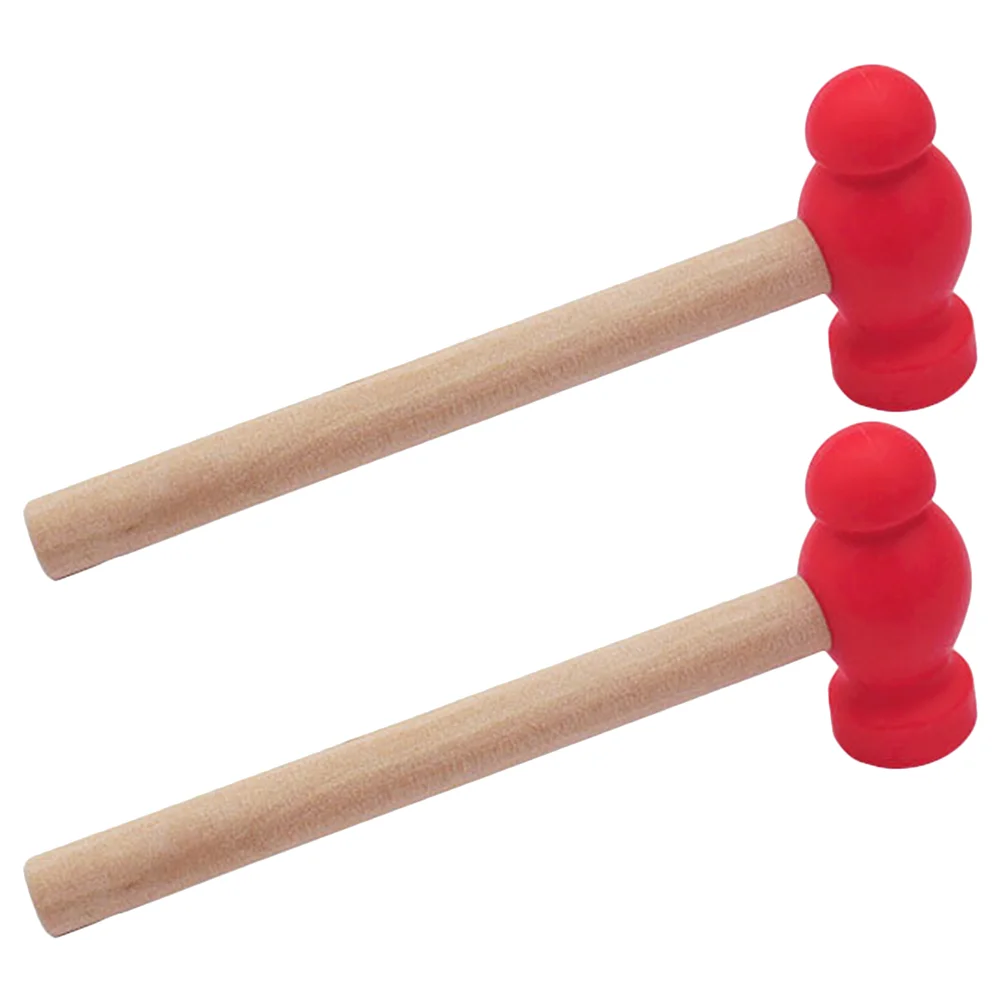 2 Pcs Simulation Hammer Portable Toy Fun Toys Wooden Children Small Pounding Kids Plaything