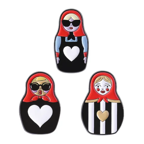 Russian Cultural Costume Collected Enamel Pin Classic Russian Nesting Doll Metal Brooches Lapel Badge Jewelry Gift for Friends
