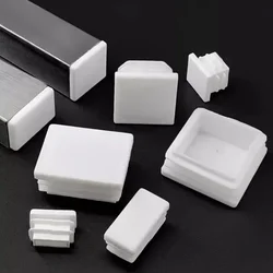 16PC Plastic White pipe plug Square Rectangle Blanking End Caps Tube Pipe Inserts Bung Anti-slip Chair Leg Caps Floor Protection