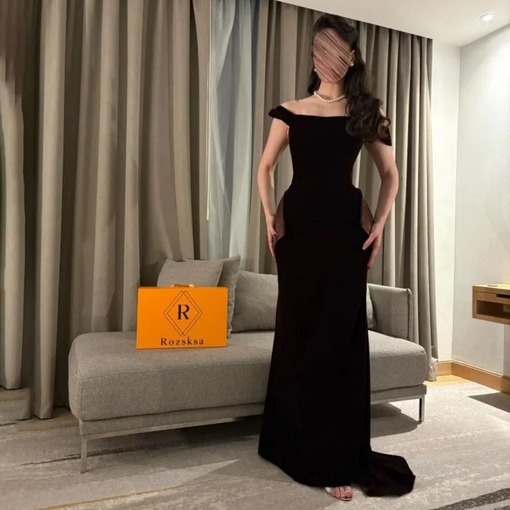 

Customized Evening Dress Gorgeous Satin Off The Shoulder Prom Dresses Ruched Formal Occasion Shining Bow Party Gown Robe Soiree