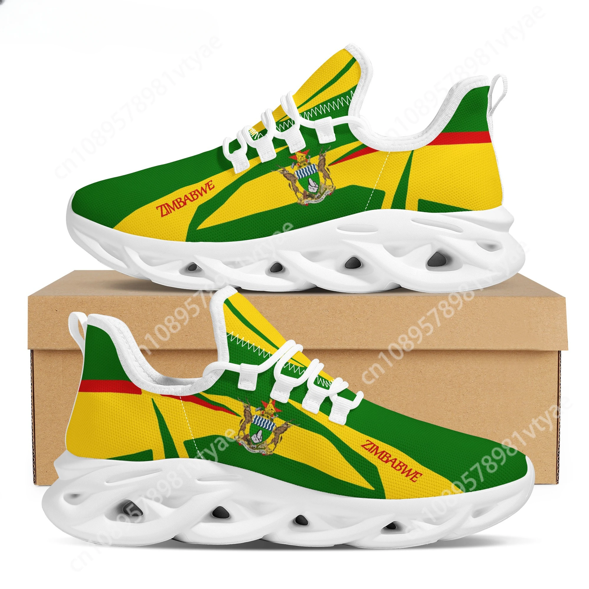 Custom Made Zimbabwe Flag Design Ladies Platform Sneakers Lightweight Mesh Swing Shoes for Women Comfortable Running Footwear