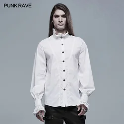 PUNK RAVE Men's Gothic Aristocratic Shirt Micro Elastic Cotton Woven Court Exquisite Lace Party Men Clothing 2 Colors Shirts