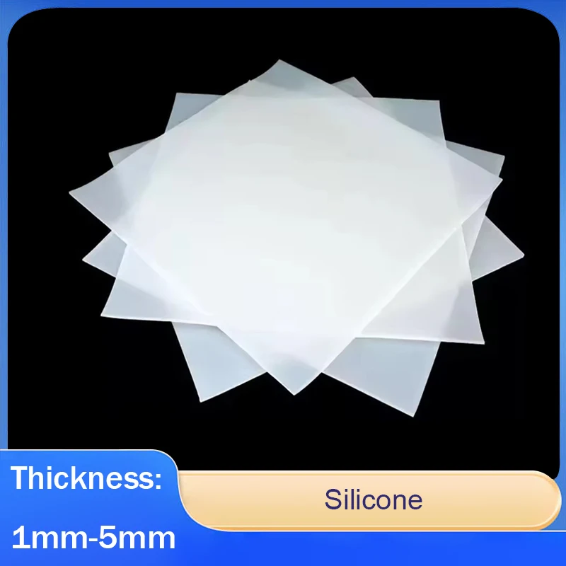 

White Silicone Rubber Sheet 500x500mm Thickness: 1,1.5,2,3,4,5mm Heat-Resistant Silicone Gasket Insulation & Shock Absorption