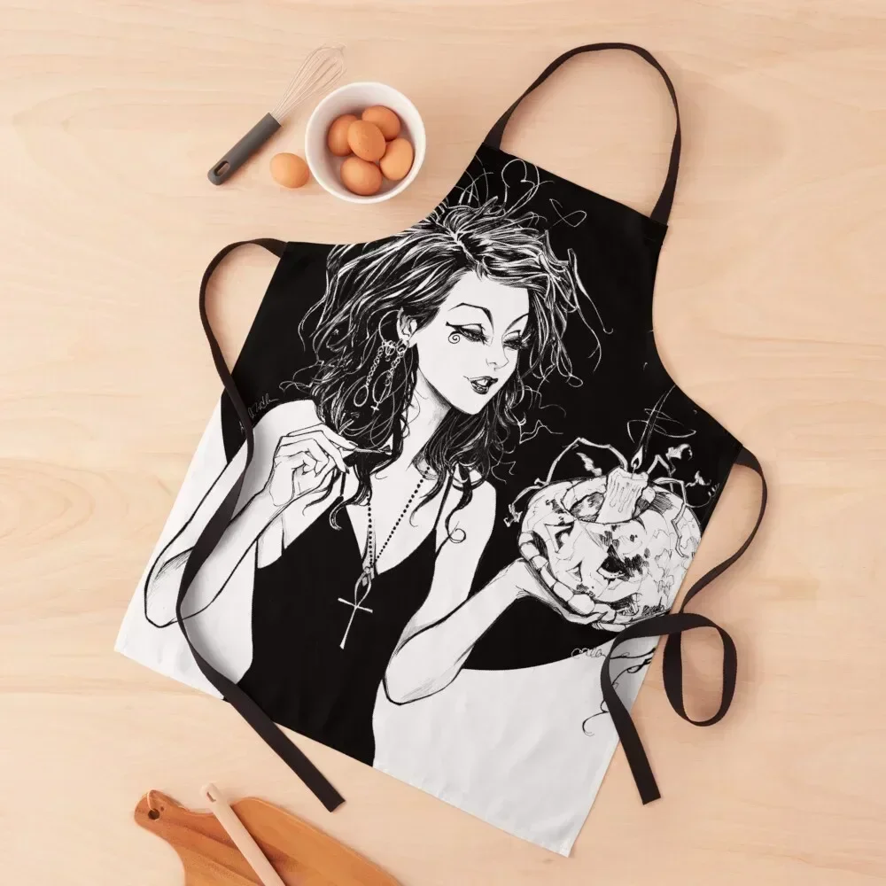

Doodle #74 Death Apron Chef Uniform Women Cute Kitchen Accessories for home useful pieces kitchen and home Apron