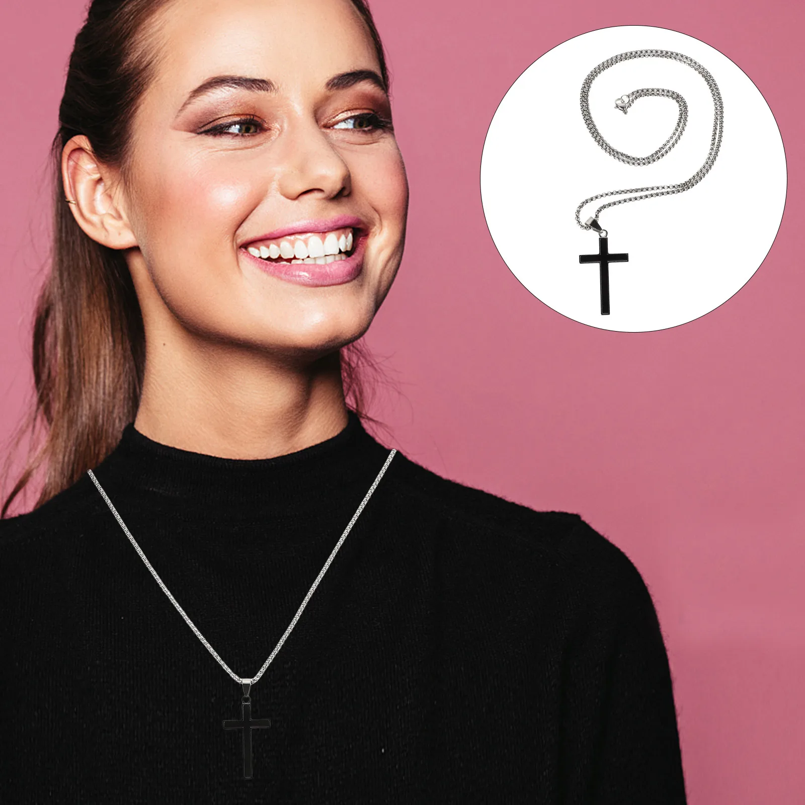 الصليب سترة سلسلة كبيرة قلادة قلادة عطلة مجوهرات الهيب هوب مكتنزة التيتانيوم الصلب الصليب عبر سلسلة النساء الرجال