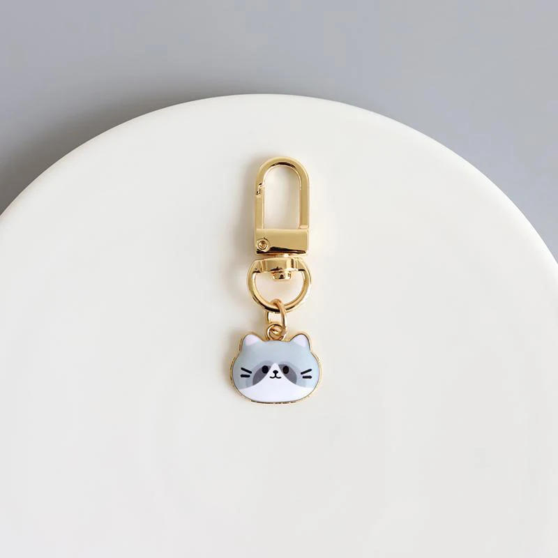 Cartoon Cute Cat Keychain Kawaii Animal Metal Charms Key Holder For Women Girls Purse Bag Backpack Earphone Hanging Ornaments