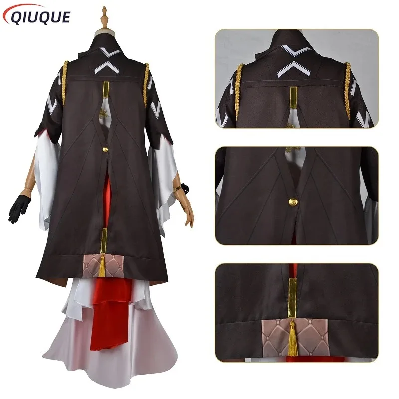 Traje com brincos de chapéu jogo honkai star rail peruca cosplay himeko sapatos feminino vestido conjunto role play outfit, jlj