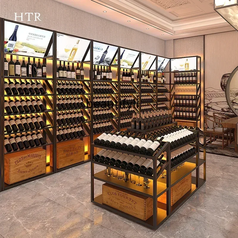 

SS new styleWinery red wine, display shopping mall supermarket floor, wrought iron, combination wine cabinet ss 7486 ss 7486