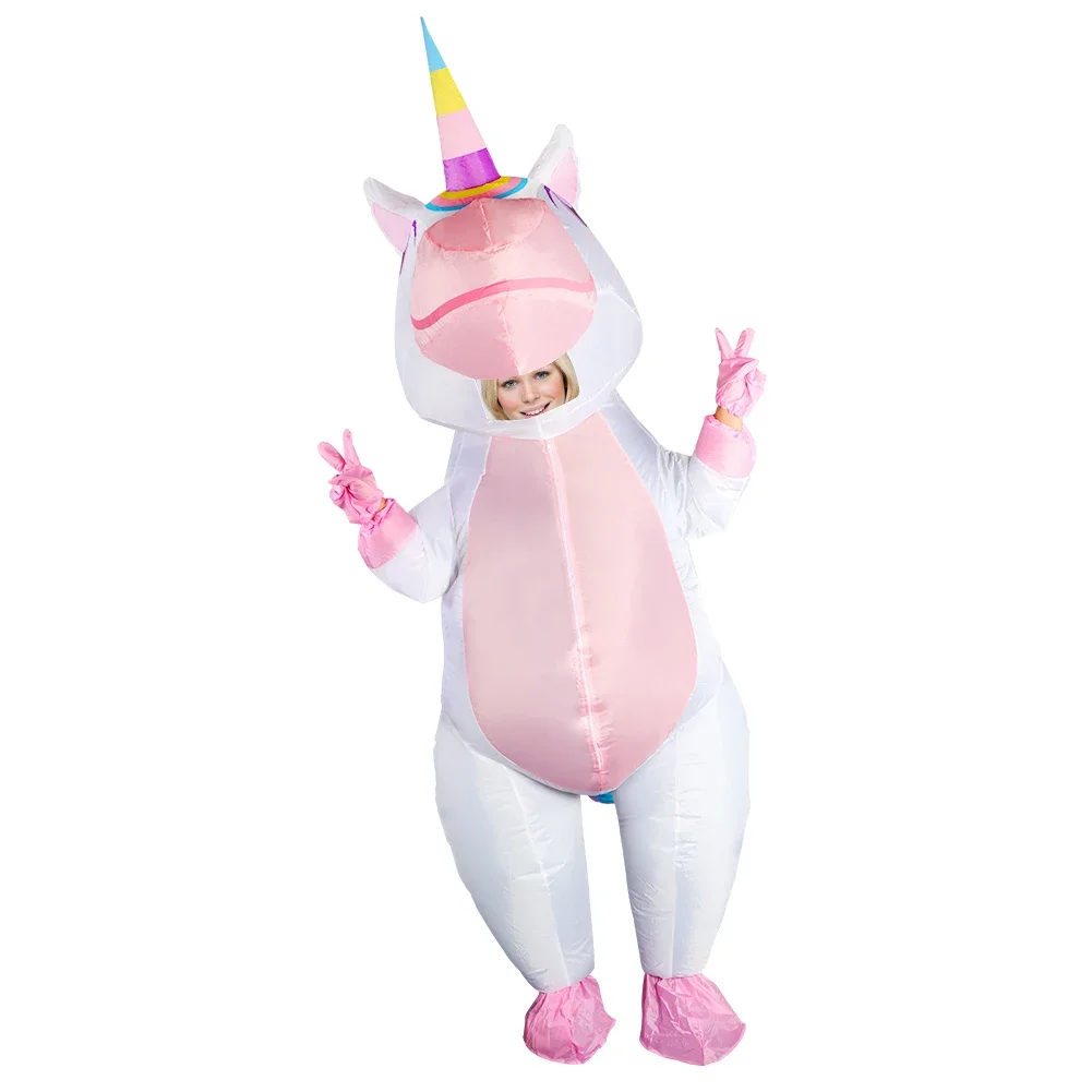 Unicorn Inflatable Costume Halloween Decoration Full Body Air Blow Up Man and Women Men Adult Carnival Mascot Christmas Cosplay