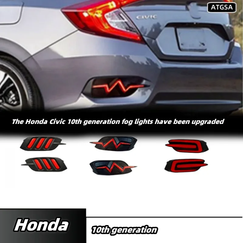 

Подходит для Honda 16-20 10-го поколения Civic, фары заднего бампера, светодиодные стоп-сигналы, водяные указатели поворота, задние противотуманные фары