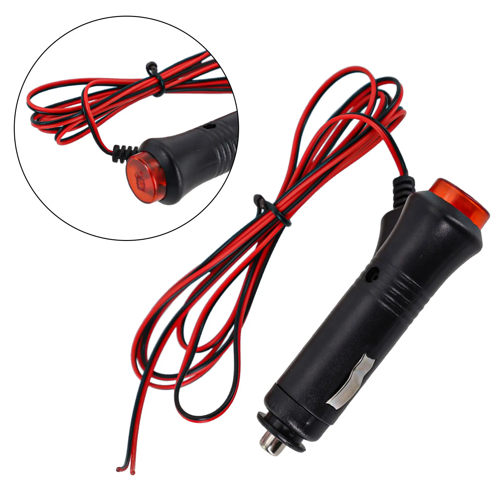 Replacement Power Cord Adapter ABS Black+red Installation On Off Switch Power 5W Cord Fitment For 12V Cars Male