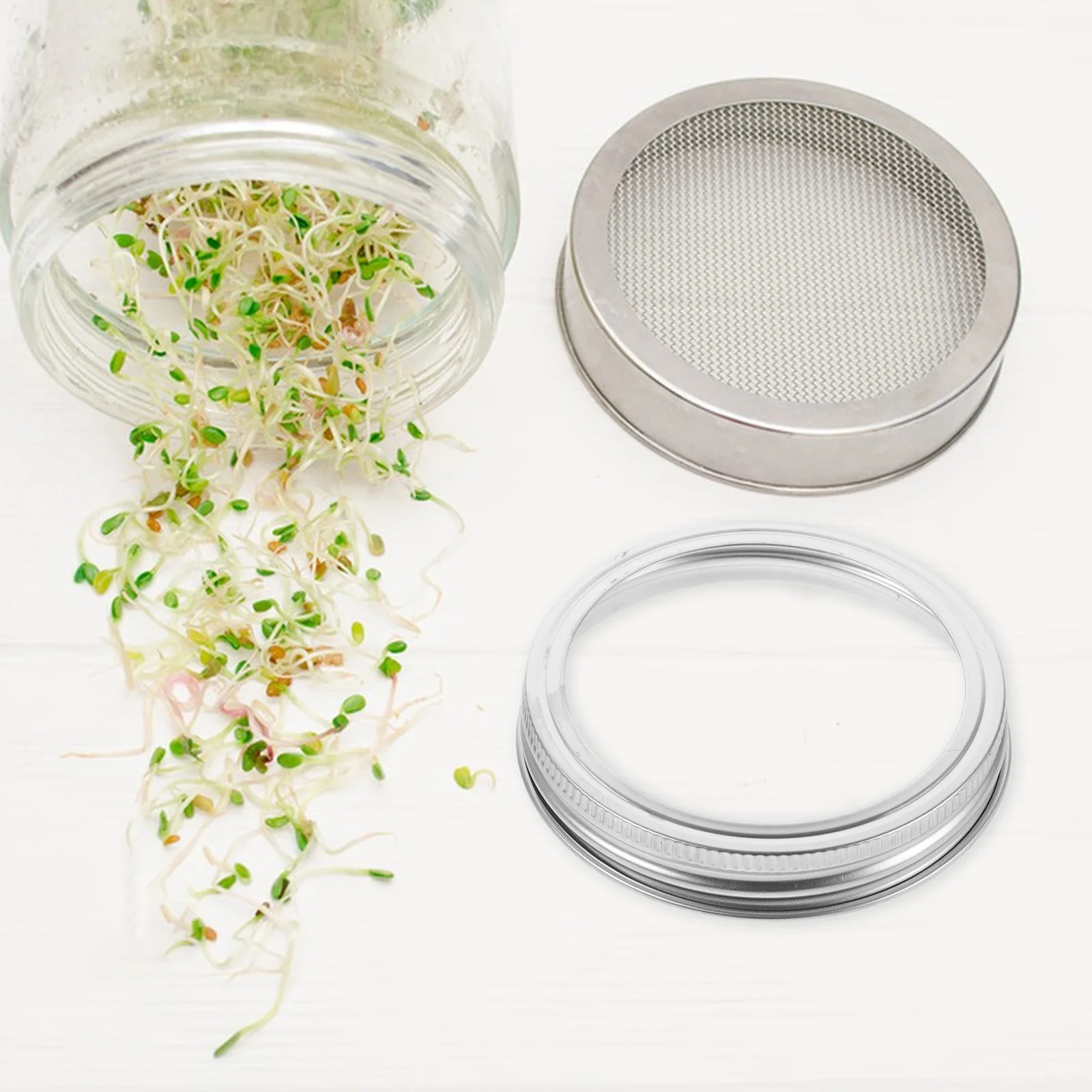 4pcs Stainless Steel Sprouting Rings For Mason Canning Replacement Metal Bands Wide Mouth Jar Rings Screw Jar Bands