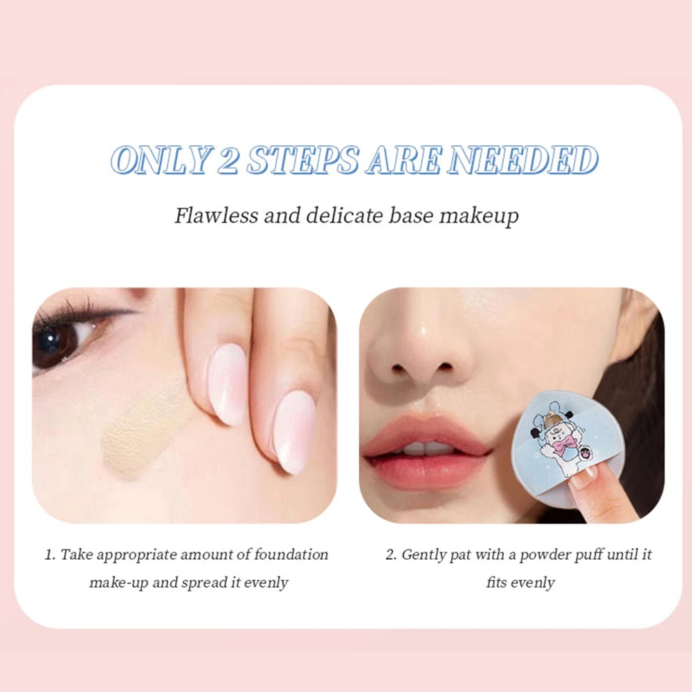 GECOMO – ensemble de bouffées de poudre mignonnes, quatre pièces, flocage doux, matériau respectueux de la peau, éponge pratique, Mini outil de bouffée de poudre pour les doigts