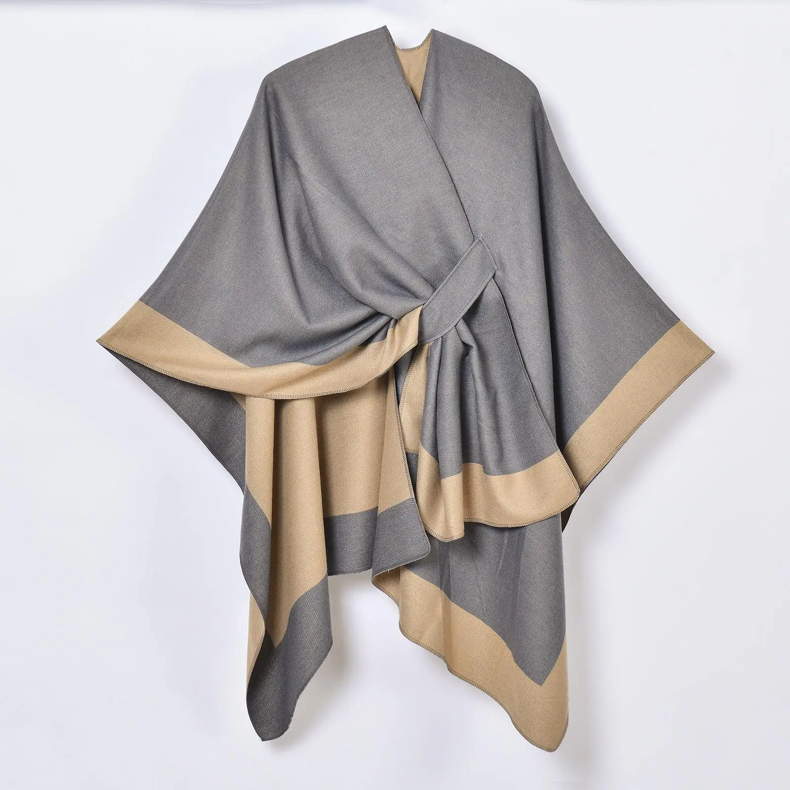 

Double-Sided Camere Open-Cut oulder Wrap for Women with Belt ular Ladies Cardigan Long Sve Autumn Season Chinese Or...