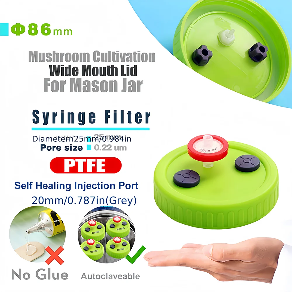 1 Piece/4 Pieces of Silicone Sealing Lids for Mushroom Mycelium Liquid Culture (Compatible with Mason Jars/Wide-Mouth Glass Jars), for In-Jar Strain Inoculation, Sealing, Pressure Regulation, and Static Cultivation, Suitable for Various Mushroom Cultivation, Planting, and Home Gardening Tools view 5
