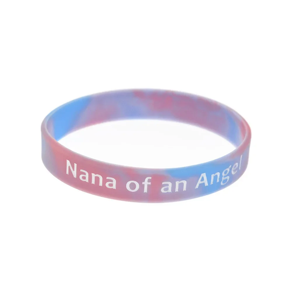 50 Pcs Nana of An Angel Silicone Bracelet Gift Bangle Swirl Color Adult Size