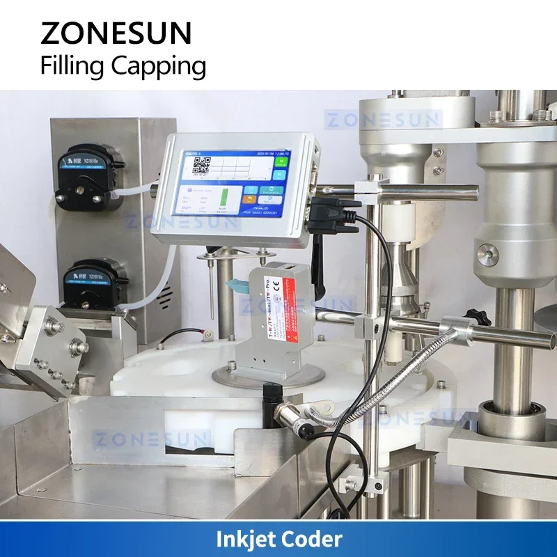 Máquina automática de llenado y tapado de botellas con bomba peristáltica Zonesun, máquina de envasado y taponadora monobloque ZS-AFC37