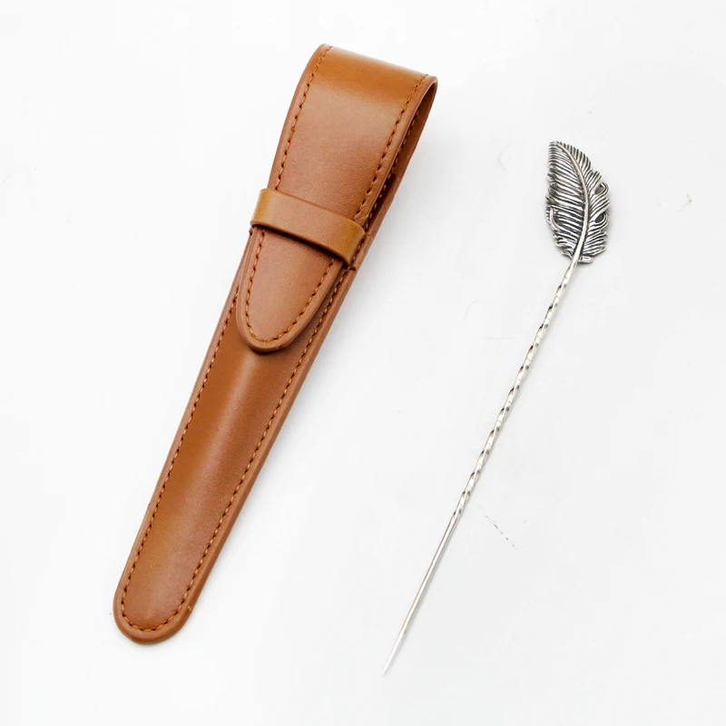 925 sterling silver handcrafted fashionable feather shaped cigar vent pressure rod and needle