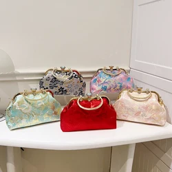 Satin Evening Clutch Bag For Women Diamond Wedding Handbags For Women 2023 Elegant Layd Shoulder Crossbody Bag Printing Purse