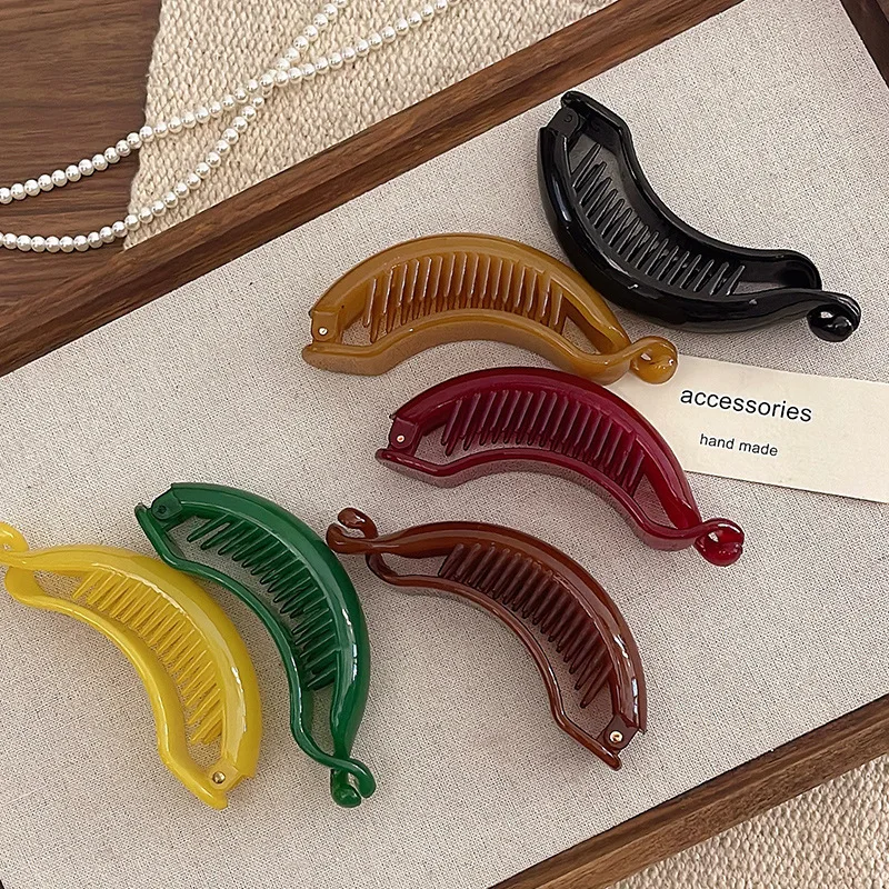 

New Jelly Color Banana Clip Hair Claw Ponytail Buckle Ponytail Holders Hairpins Barrettes Women Girls Barrettes Hair 2025