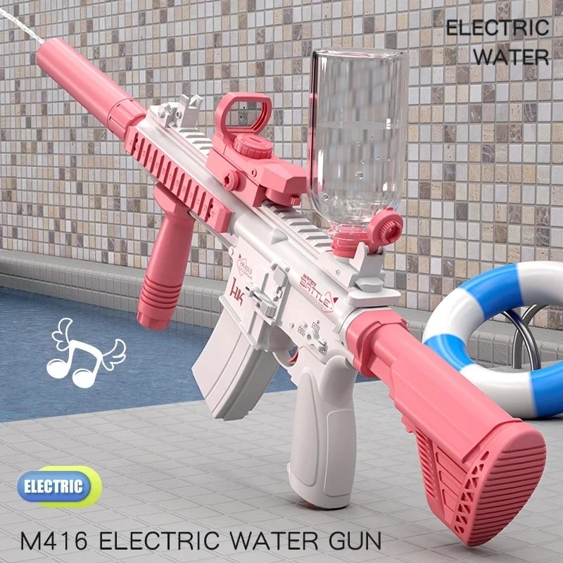 Pistola de água elétrica para meninos e meninas, brinquedo, tiro automático completo, praia de verão, diversão ao ar livre, presente para adultos, M416