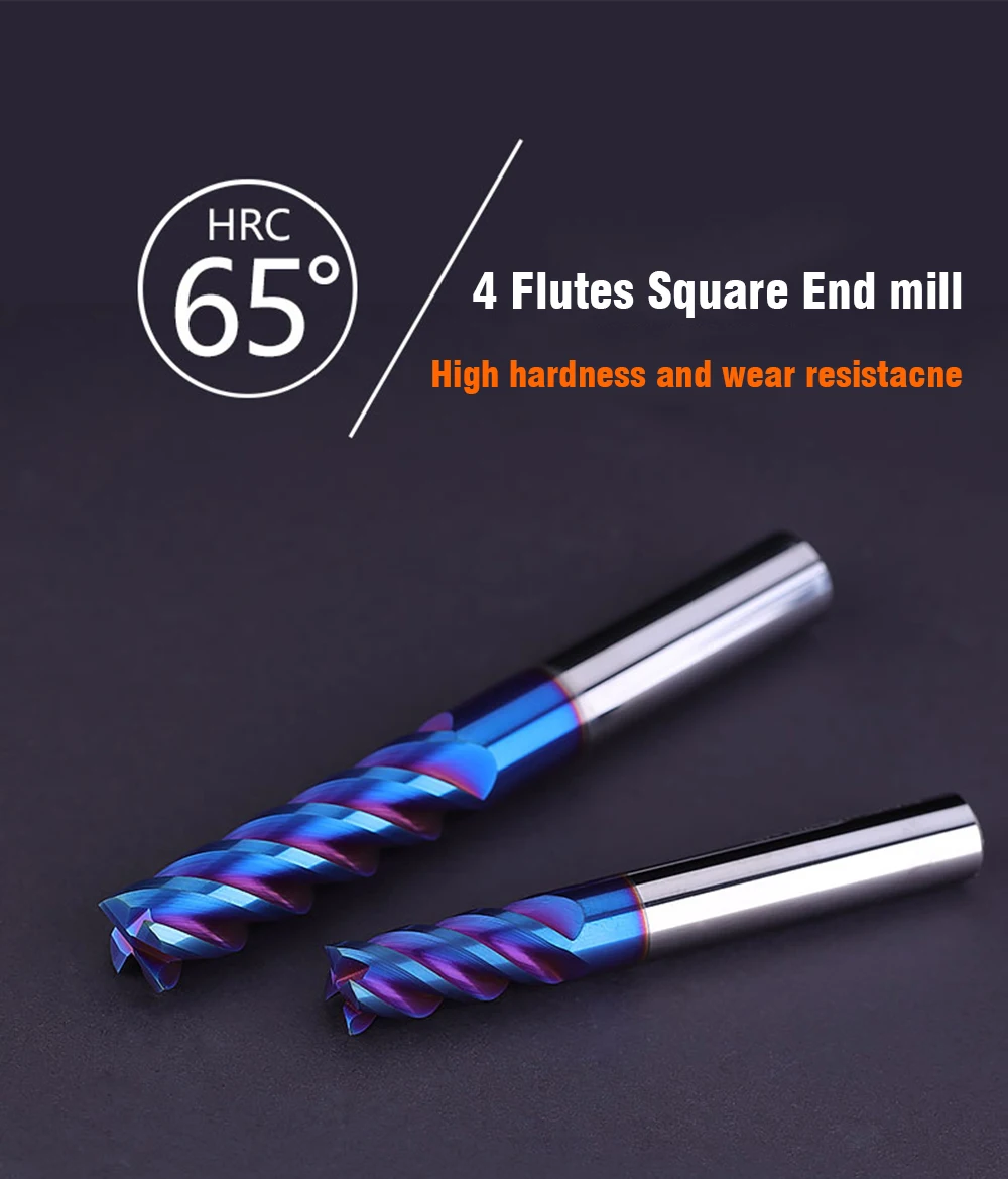 4 Flutes HRC65 10pcs End Mill CNC Cutting tools Alloy Carbide Milling EndMills Tungsten Steel Milling Cutter Square Router Bit