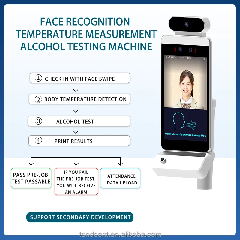 Customizable OEM ODM Rapid Breath Content Test Facial Recognition Alcohol Tester Temperature Measurement for Driver Automotive