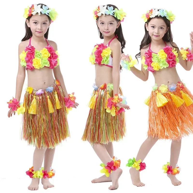 40cm Length Girls Teens Hawaiian Costume Hula Skirt Luau Flower Leis Party Accessories Wedding Festival