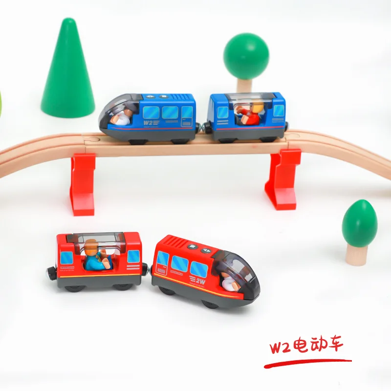 Set di treni elettrici per bambini a batteria Giocattolo con slot per locomotiva magnetica pressofuso adatto per giocattoli per binari ferroviari in legno Regali per bambini