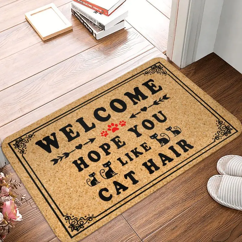 Custom Hope You Like Cat Hair Doormat Anti-Slip Bath Kitchen Mat Toilet Welcome Floor Door Entrance Carpet Rug