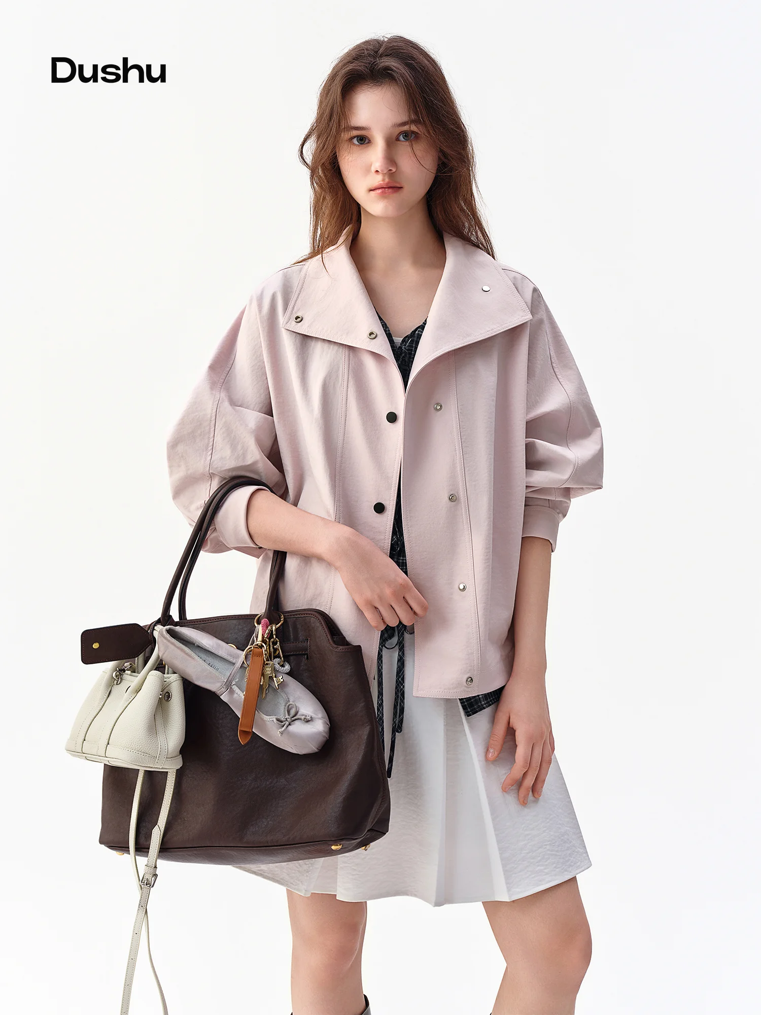 Women'S Fashion Utility Jacket - DUSHU 2026 Herfst Dames Cropped Utility