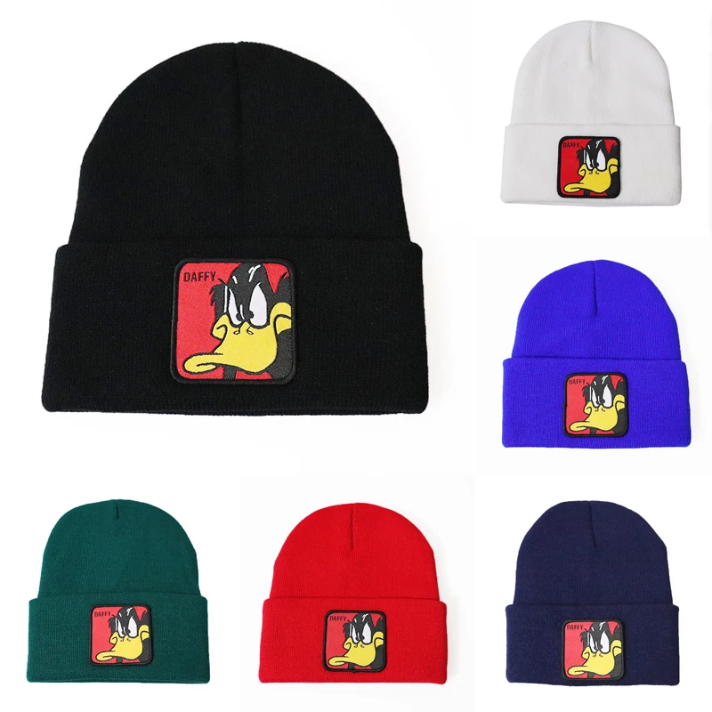 

Disney Daffy Duck Cartoon Knitted Cap Anime Peripheral Beanie Hat Synthetic Fiber Acrylic Autumn Winter Warm Windproof Gifts