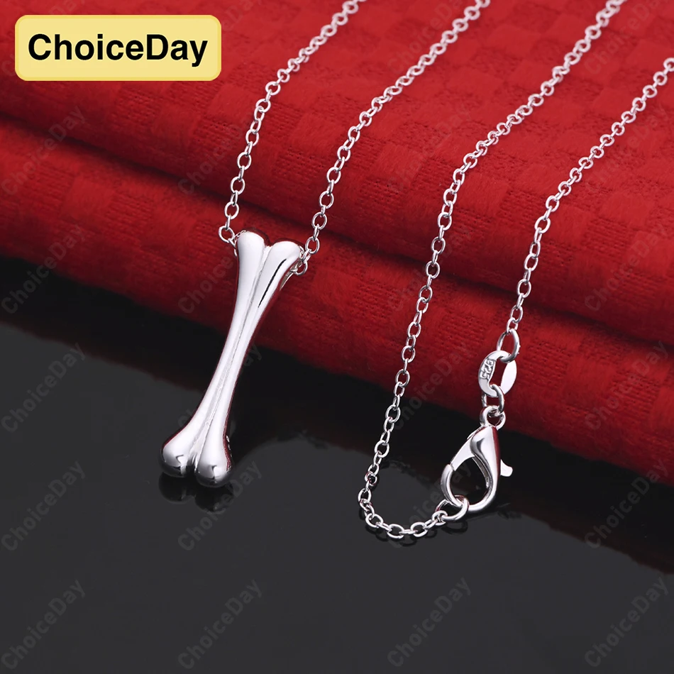 

ChoiceDay 925 Sterling Silver Delicate Bone Pendant Necklace for Women Engagement Party Jewelry Accessories