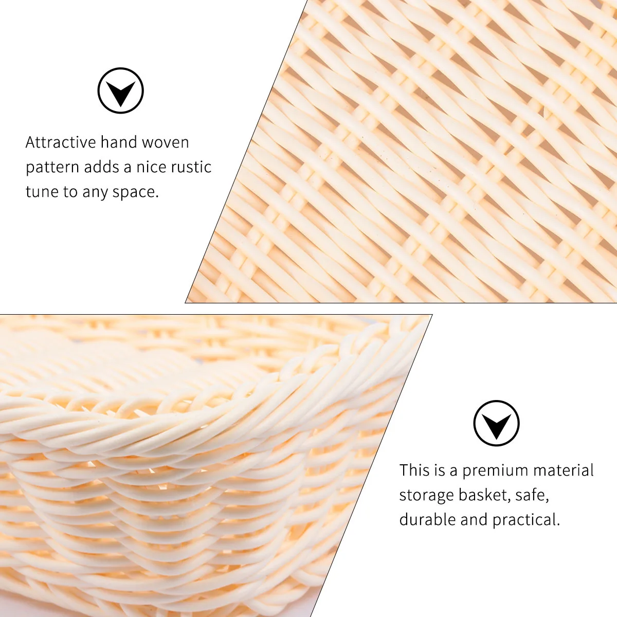 

1pc Plastic Woven Fruit Basket Pastoral Style Hand-Woven Storage Basket For Bread Vegetables Snack Food Display Kitchen