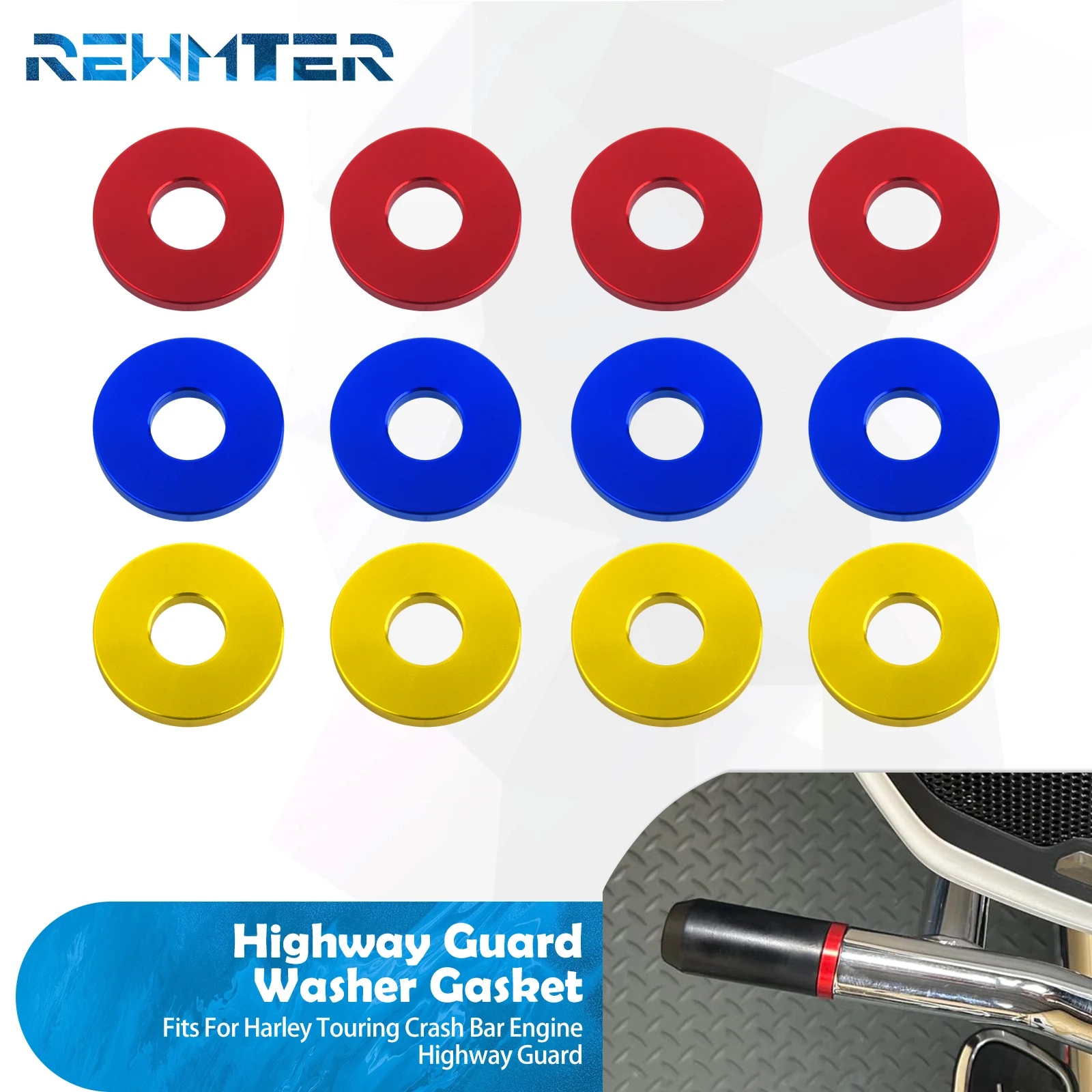 Motorcycle Highway Guard Washer Gasket For Harley Touring Street Glide FLHT FLHX Road King FLHR Crash Bar Bumper Colorful Gasket