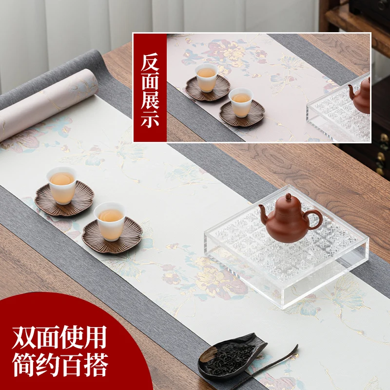 Brocade Tea Mat Waterproof Zen Table Runner Chinese Style Top-Notch Tablecloth Strip Towel Cloth Household