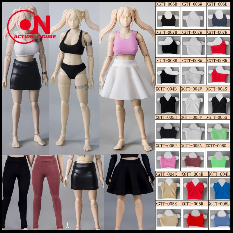 CHILI Escala 1/12: Conjunto de Roupa (Colete, Saia e Calças) de Cor Sólida para Bonecas e Figuras de Ação Femininas de 6'' (CF Romankey Soldier)