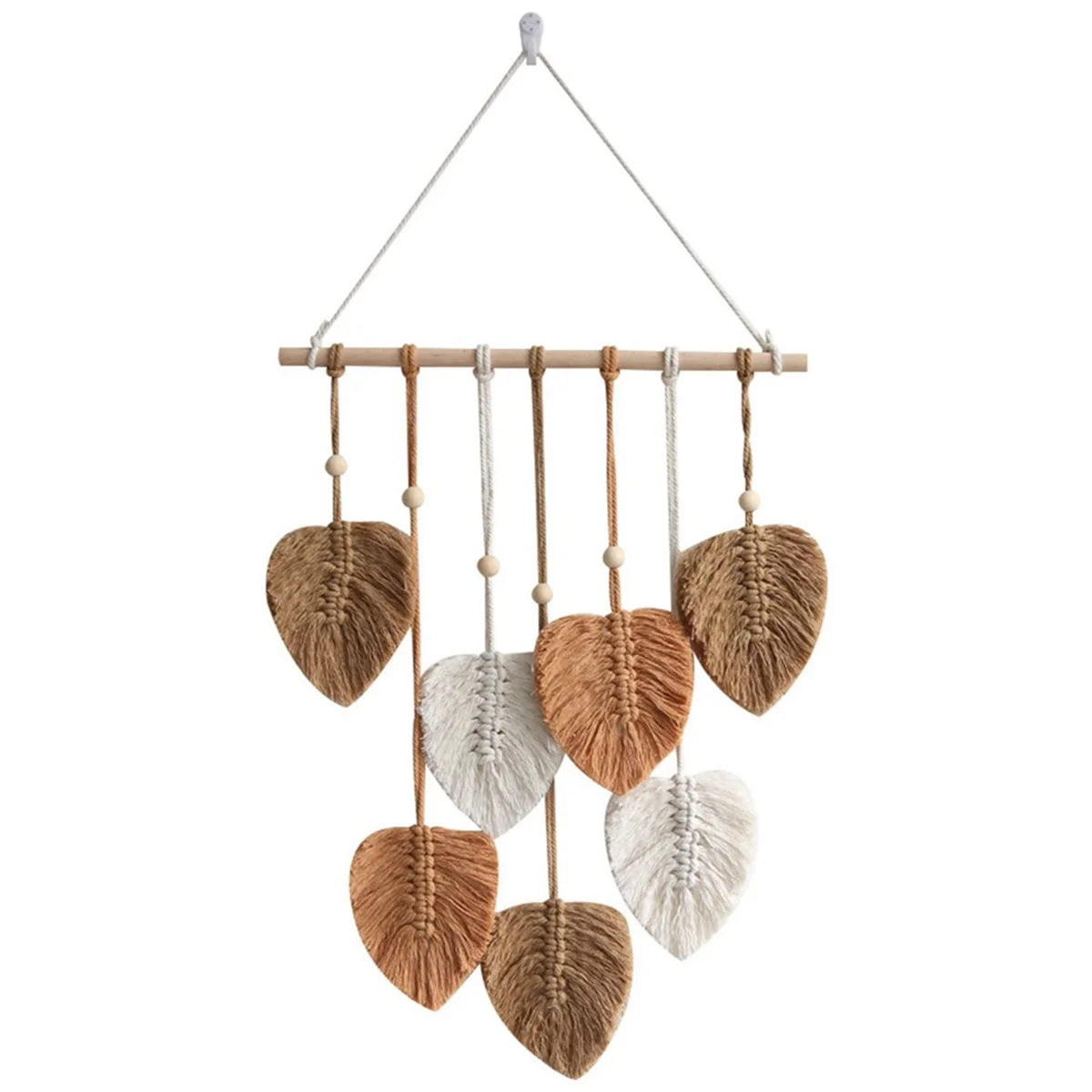 Handwoven Colorful Leaf Tapestry Exquisite Wood Beads Vintage Wall Hanging Children Room Nursury Room Leaf Wall