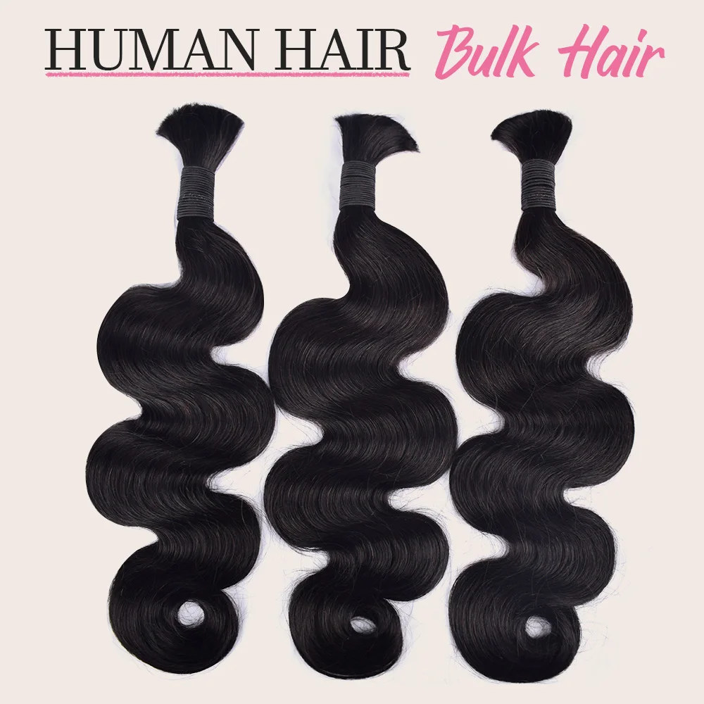 Cabello humano marrón a granel para trenzar la onda del cuerpo 14-26 pulgadas cabello humano virgen 100% cabello trenzado 613 Rubio sin extensiones de cabello de trama