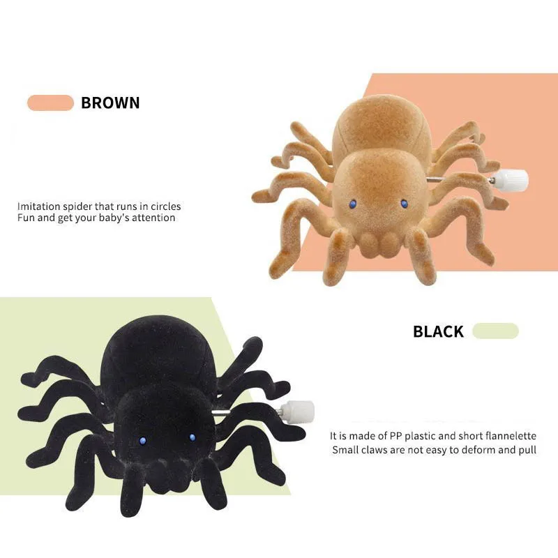 สมจริง Wind Up Flocking แมงมุมน่ากลัวของเล่นวันเอพริลฟูลส์ของเล่นเล่นตลกจําลองแมงมุมเด็กสนุก Interactive Clockwork ของเล่น