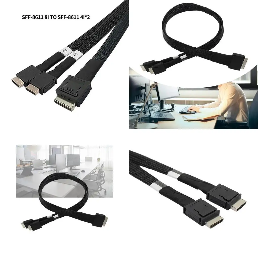 

R53C Server Interfaces Cable, 50 см, SFF8611 8i в SFF8611 4ix2 Кабель данных, для оптимальных потоков данных, потоковые кабель