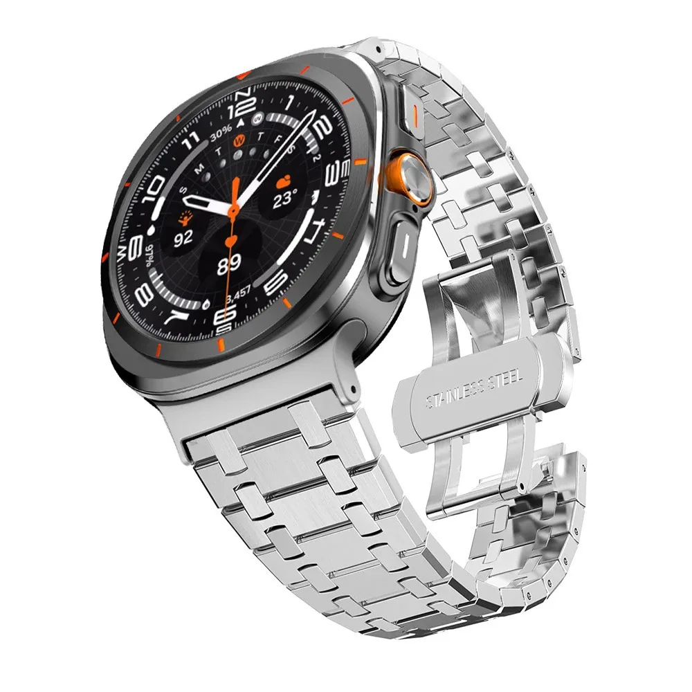 Pulseira de Substituição em Aço Inoxidável Sólido para Smartwatches Samsung Galaxy Watch8 com Liberação Rápida