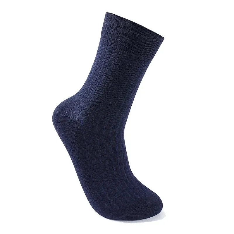 5 Pairs Socks Men's Mid-tube Sweat Absorption Business Sports Black Solid Color Stockings Autumn Winter Double Needle Breathable view 6