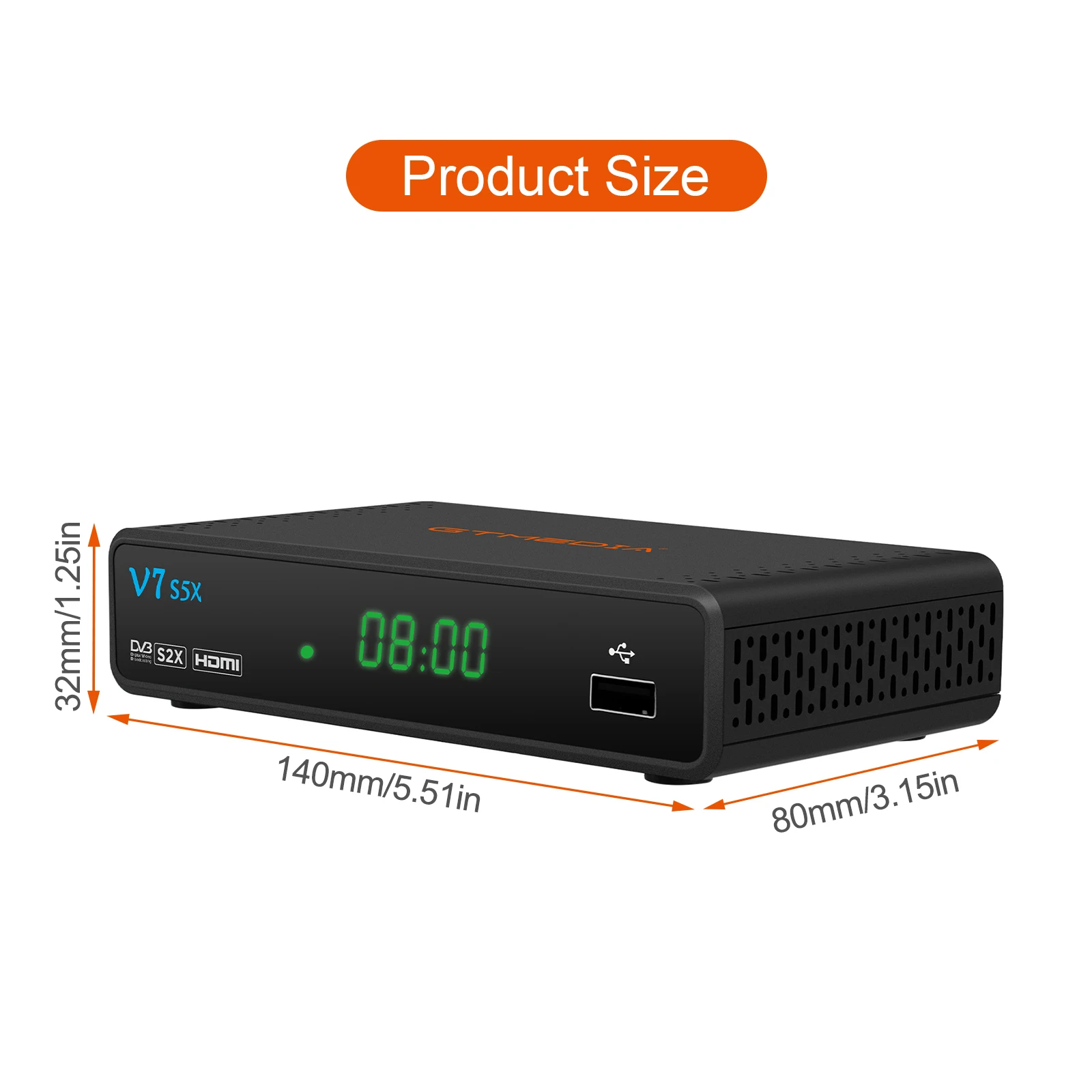 GTMEDIA V7 S5X 1080P HD Satellite Receiver Support DVB-S/S2/S2X, H.265(8bit), AVS+,CCM,ACM,VCM,Multi-stream/T2-MI With USB Wifi